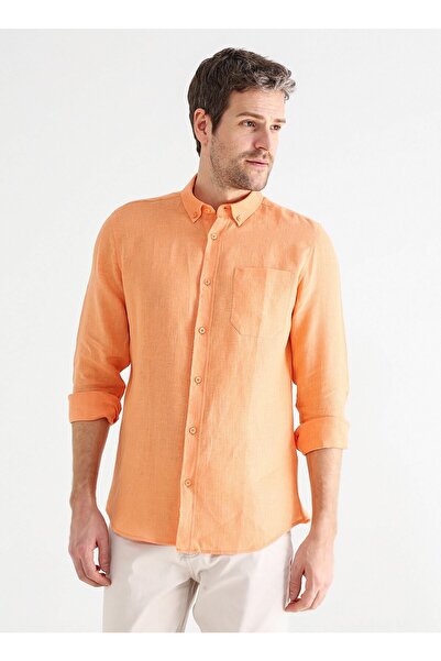 Fabrika Basic Gömlek Yaka Düz Nar Çiçeği Erkek Gömlek Marvın