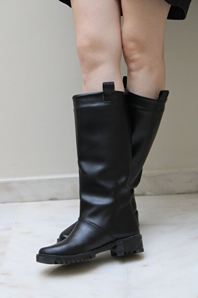 Haffhane Non-Slip Sole Women's Black Leather Boots