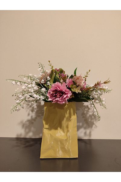 Maflen Decorative Vase in the Shape of Crinkled Paper Bag Bioplastic