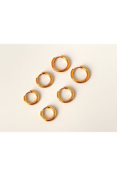 BIJUTERI Atabijuteri 6-Piece Gold Design Steel Hoop Earrings