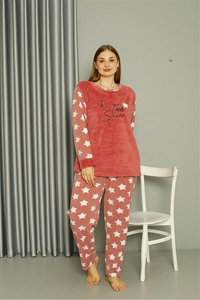Akbeniz Welsoft Polar Women's Plus Size Powder Pajama Set 808042