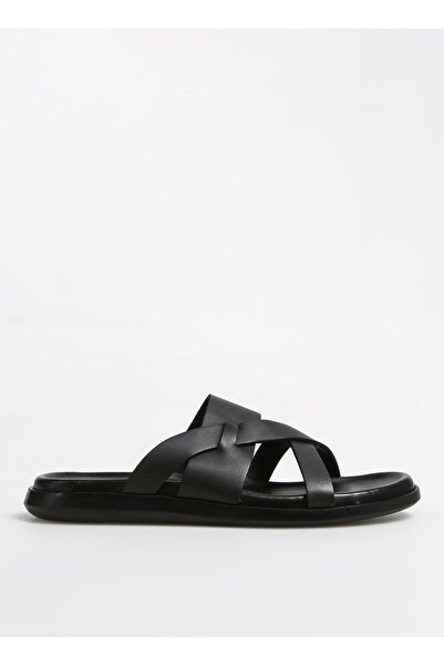 Fabrika Siyah Deri Erkek Terlik LUCY