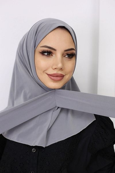 feronis Hijab Bonnet Ready Turban Shawl with Snap Fasteners for Women _ Smoked