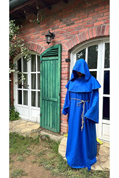 Beşik Kostüm Orta Çağ Tarzı Mavi Keşiş Kostümü – Rahip Cübbesi, Unisex Cosplay