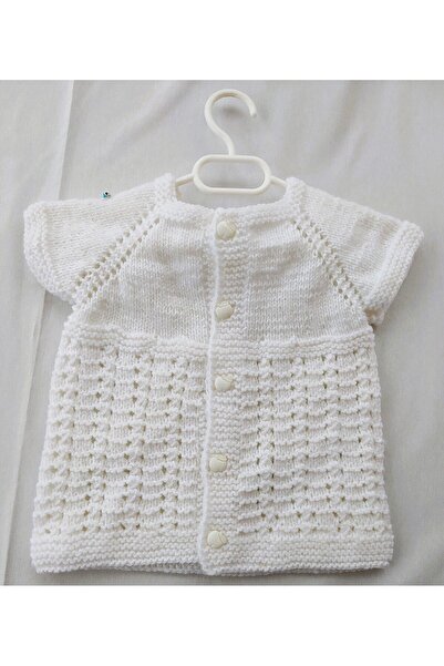 Bircan Hediyelik Beyaz El Örgüsü Robadan Bebek Yeleği 1 Yaş
