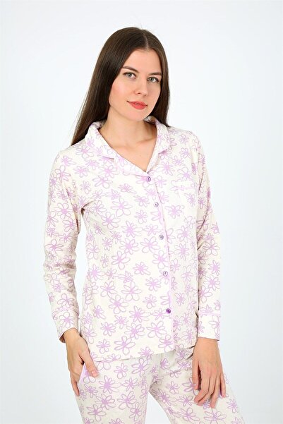 Akbeniz Women's Combed Cotton Long Sleeve Pajama Set 2776
