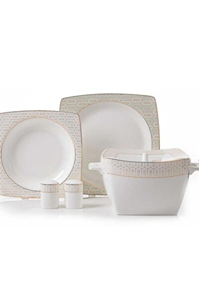 KORKMAZ A8444 Bone Selection 60 Parça Kare Yemek Takımı