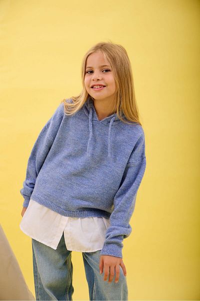 Nisrakids Cămașă pentru fetiță Cardigan cu glugă detaliat - Pulover albastru