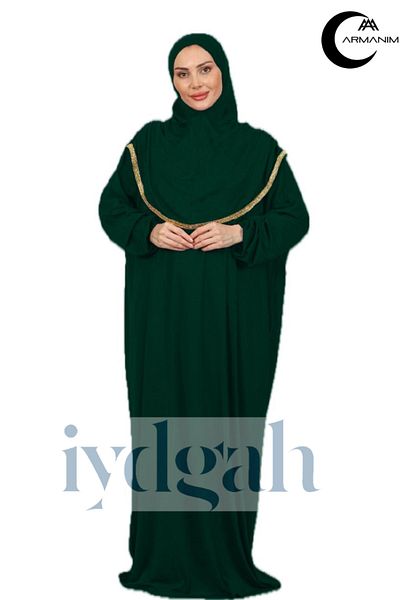 IYDGAH Armanım Luxury One Piece φόρεμα προσευχής - Ευκολοφόρετο, Casual Hijab - Z_Green