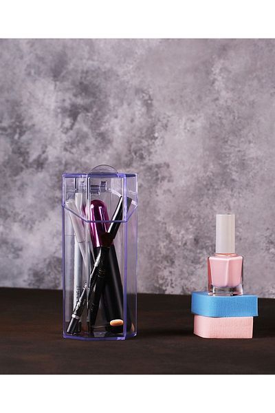 Box Up Small Makeup Brush and Cosmetic Organizer Hygienic Makeup Organizer with Clear Lid