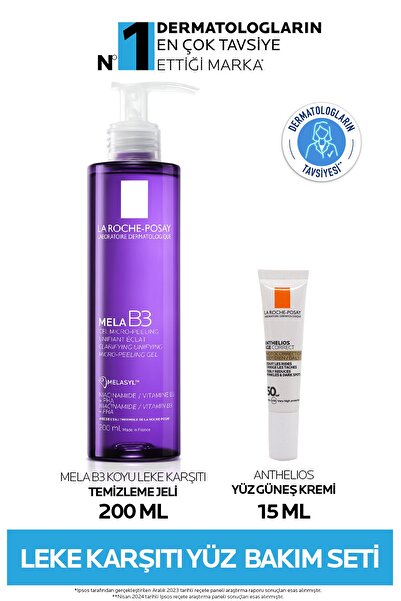 La Roche Posay Leke Karşıtı Cilt Bakım Seti:Mela B3 Koyu Leke Karşıtı Temizleme Jeli 200ml & Yüz Güneş Kremi SPF50+