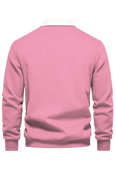 GHASSY CO. Men's Retro Color Blocked Cotton Shirt Collar Sweatshirt