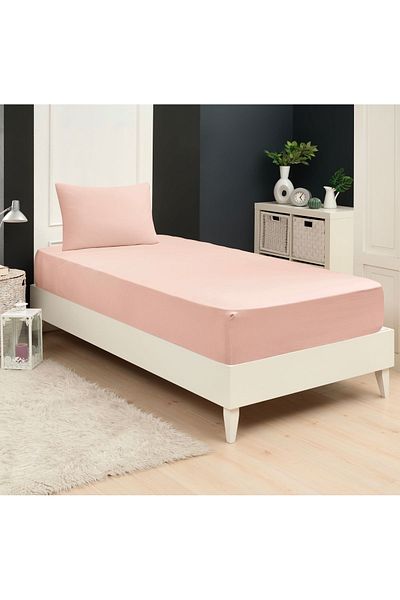 Altın Yaprak Single Elastic 100% Cotton Combed Sheet + 1 Pillow Case (50x70 cm)