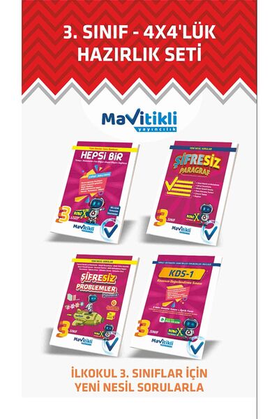 Mavitikli Yayıncılık 3.SINIF 4X4 HAZIRLIK SETİ ( 4 FARKLI KİTAP )