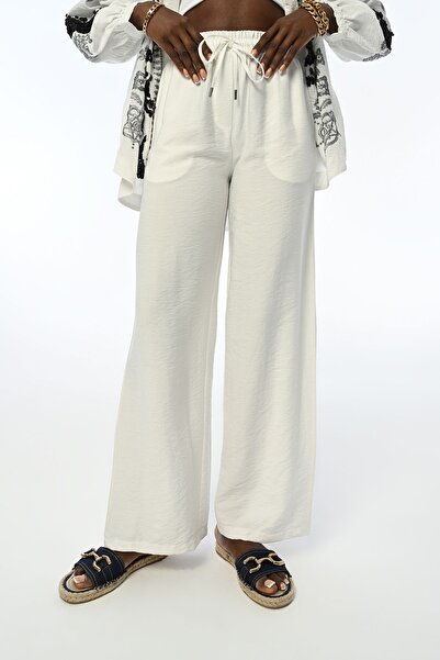 Orfeo Negro Comfortable Fit - Wide Leg Women's Trousers, Elastic Waist