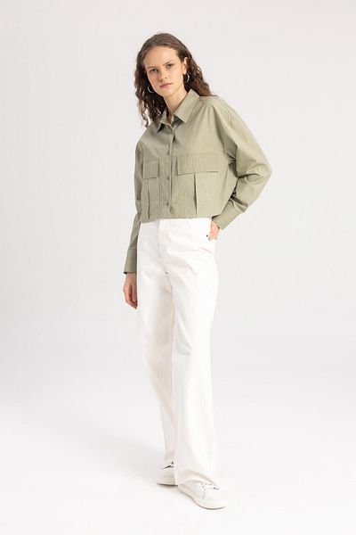 DeFacto Regular Fit Striped Poplin Long Sleeve Shirt C3164Ax24Sp