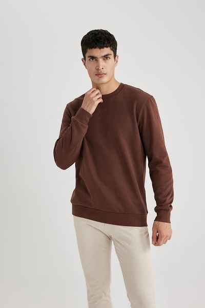 DeFacto Regular Fit Crew Neck Thick Basic Plain Sweatshirt T3777Az24Sp