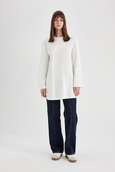 DeFacto Regular Fit Rundhalsausschnitt Basic Langarm T-Shirt Tunika B2586ax24sp