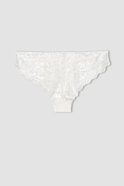 DeFacto Fall In Love Bridal White Lace Brazilian Slip Panties B8718ax24sm
