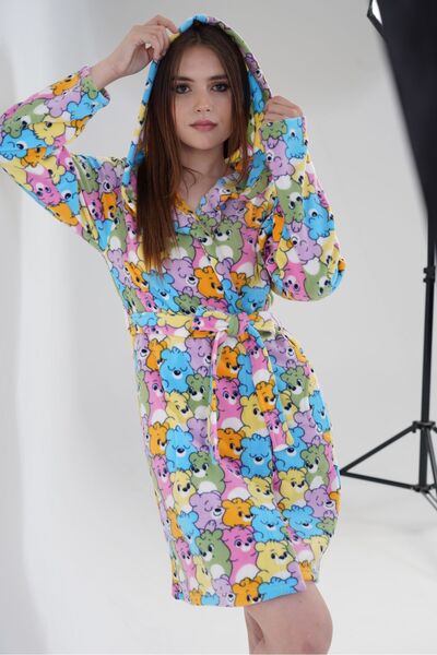 LOUP DORE Short Fleece Women's Dressing Gown - Hooded and Pocketed