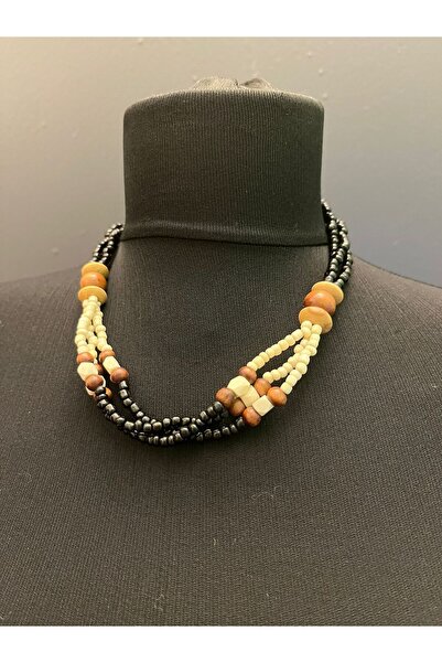Gönülden Tasarım Bamboo Beaded Colorful Women's Necklace 21 cm
