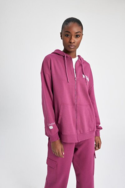 DeFacto Fit Nba Miami Heat Oversize Geniş Kalıp Kapüşonlu Fermuarlı Sweatshirt B3947ax24sp