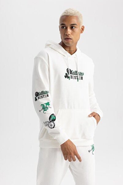DeFacto Fit Nba Boston Celtics Standart Fit Kapüşonlu Sweatshirt A7262ax23au