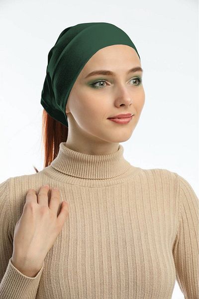 IYDGAH Πρακτικό καπό μακρύς σωλήνας Hijab Bonnet Ready Plug Tube Bonnet Bandana Φαρδιά ζώνη μαλλιών Απλό πράσινο