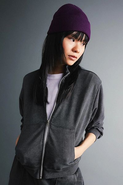 DeFacto Thick Fabric and Pale Effect Coool Crop Sweatshirt - Zippered Basic Model B8194Ax23Wn