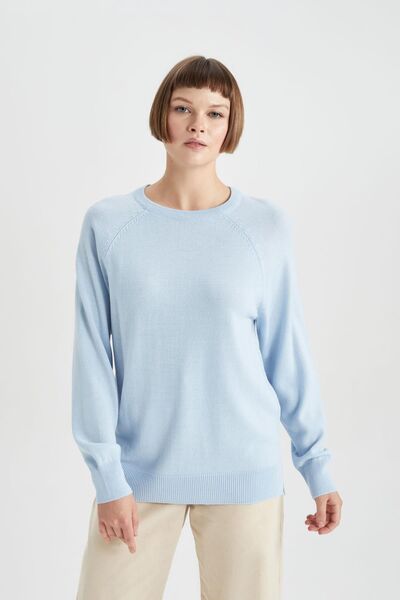 DeFacto Relax Fit Bisiklet Yaka Basic Kazak X3066az23wn