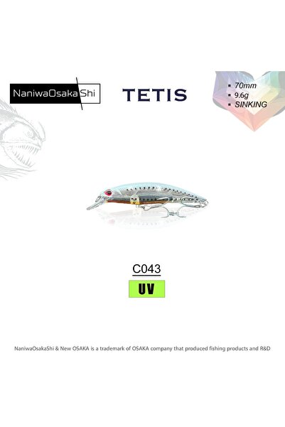 Genel Markalar NANIWA OSAKA SHI TETIS 70MM 9.6GR SINKING MAKET BALIK