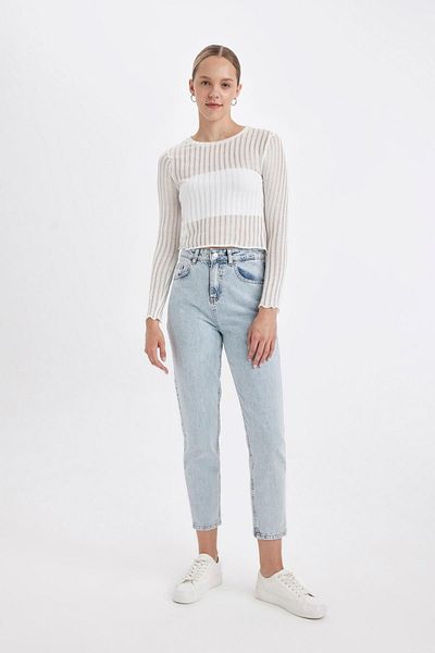 DeFacto Lina Mom Fit magas derekú könnyű, vékony lábú farmernadrág - bokáig érő mosható nadrág D4303ax24au