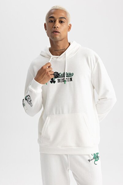 DeFacto Fit Nba Boston Celtics Standart Fit Kapüşonlu Sweatshirt A7262ax23au