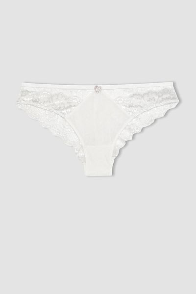 DeFacto Fall In Love Bridal White Lace Brazilian Slip Panties B8718ax24sm
