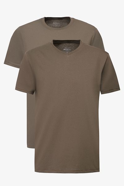 AC&Co / Altınyıldız Classics Ανδρικό βαμβακερό μπλουζάκι HAKI-KHAKI Slim Fit - Πακέτο 2 τεμαχίων