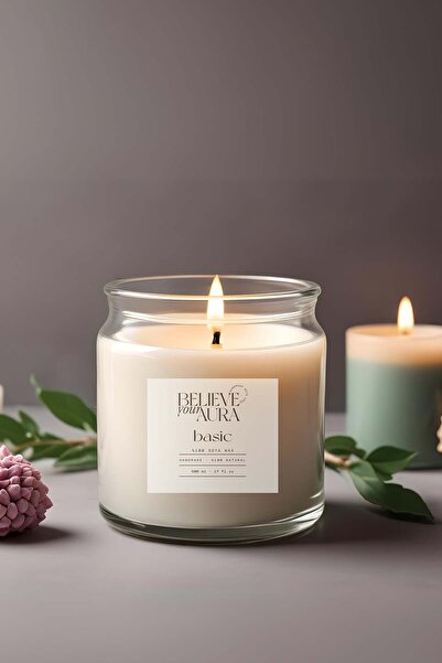 Believe Your Aura Kokusuz Natural Mum - %100 Doğal Soya Mumu Ahşap Kapaklı Ar...