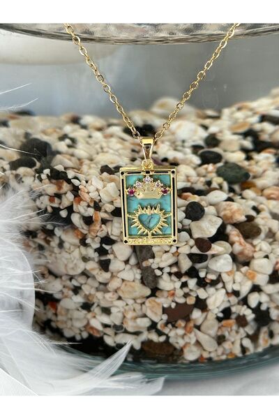 Brillo قلادة من الفولاذ 316L على شكل قلب مزين بتاج الملكة (قلادة عيد الحب)