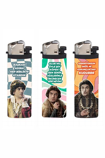 SARANG Çakmak Prns 3'lü Klasik Baskılı Çakmak 3 Adet