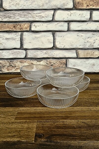 ELEGANCEV ÇİZGİLİ CAM ÇEREZLİK - TATLI TABAĞI-KAHVALTI TABAĞI -6 ADET - 10CM ...