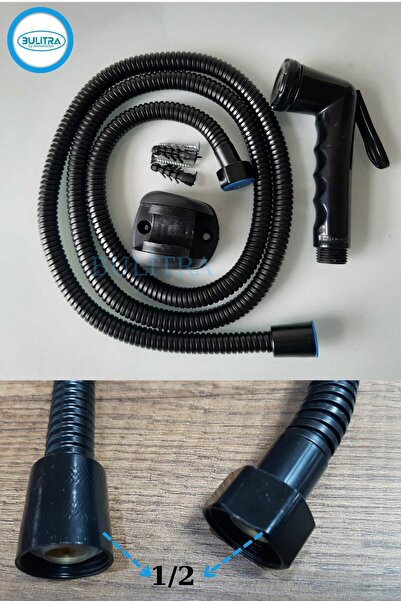 BULİTRA Su Armatürleri Taharetmatik Seti Siyah Renk Plastik /spiral Ve Taharet Tabancası Wc Matik Hortumu