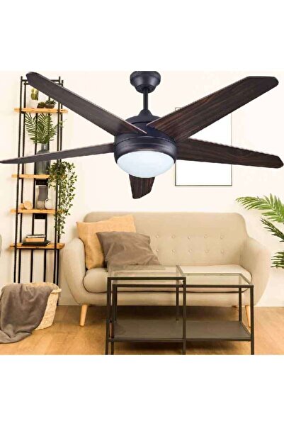 Kaşkar / Taflan Kaşkar Taflan F52204 Ahşap Kahverengi 5 Kanatlı Lambalı Avizeli Uzaktan Kumandalı Tavan Vantilatörü
