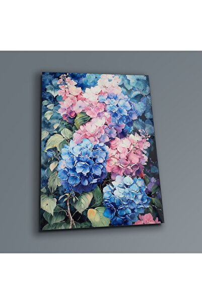 BV DEKOR Διακόσμηση τοίχου με λουλούδια ορτανσίας, Μοντέρνο γυάλινο έργο τέχν...