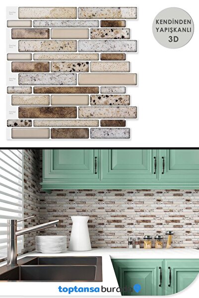 toptansaburada 11Adet (1 m2) 3D Kendinden Yapışkanlı 30cm×30cm Kaplama Duvar ...
