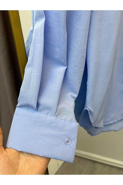 modabetce Cămașă oversize pentru femei Baby Blue - Nou 2