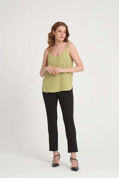 Quzu Strappy V-Neck Blouse Olive