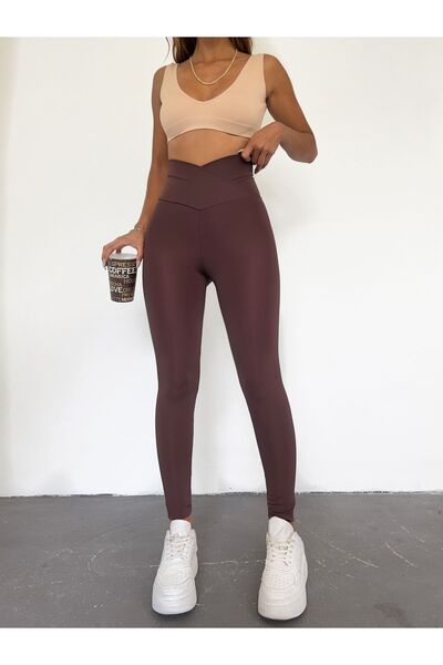 CNRCollection Дамски кафяви клинове за отслабване и стягане с кръстосани колани, 1 размер за отслабване