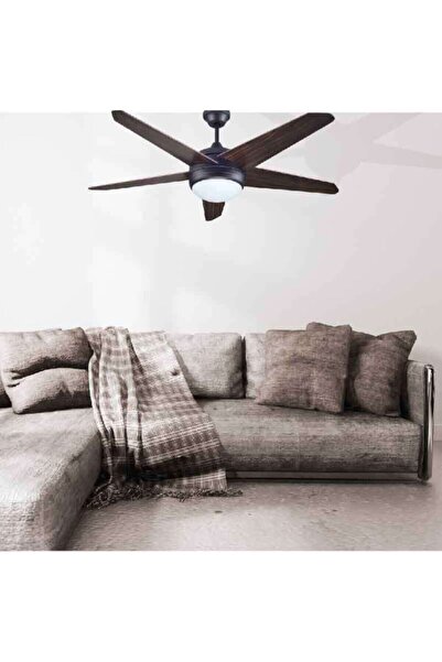 Kaşkar / Taflan Kaşkar Taflan F52204 Ahşap Kahverengi 5 Kanatlı Lambalı Avizeli Uzaktan Kumandalı Tavan Vantilatörü