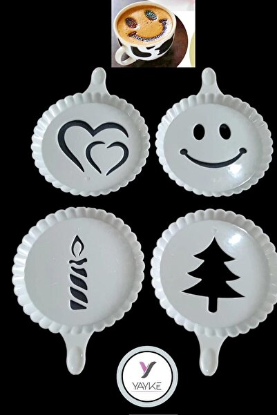 Yayke 4 Lü Plastik Kek Pasta Kahve Süsleme Sunum Şablonu