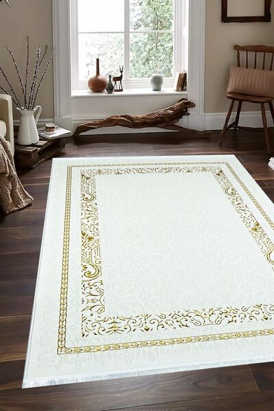 Kervansaray Home Hare Krem Modern Oturma Odası Ve Salon Halısı (5089)