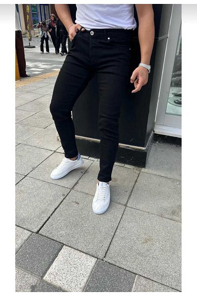 KING SEZAR Ανδρικό τζιν Lycra σε μαύρο Slim Fit